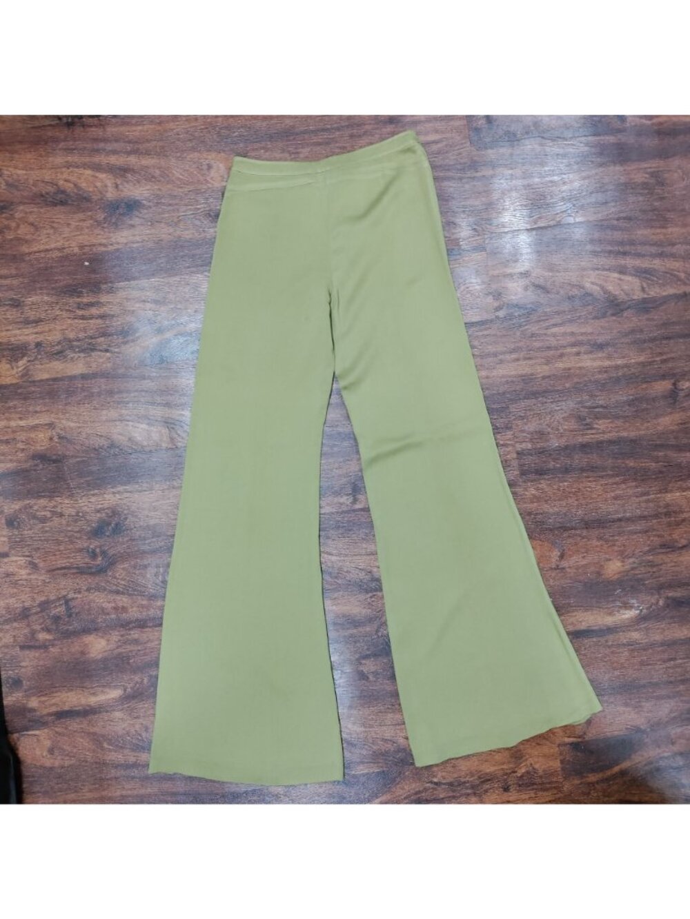 Vintage Tracy Reese Midrise S Flat Front Flare Leg Y2K Pants Tan - Picture 5 of 15